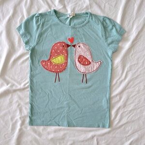 MiniBoden AquaTee with Appliqué Bird Design, Size 7-8.